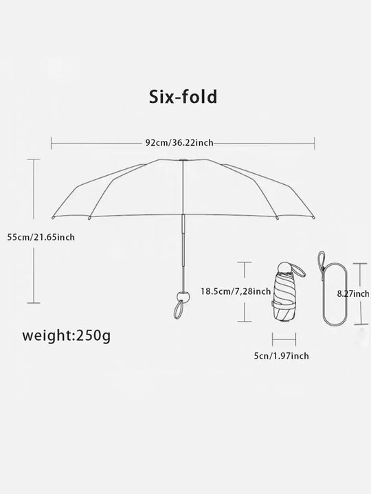 6 Rib Reinforced Travel Umbrella