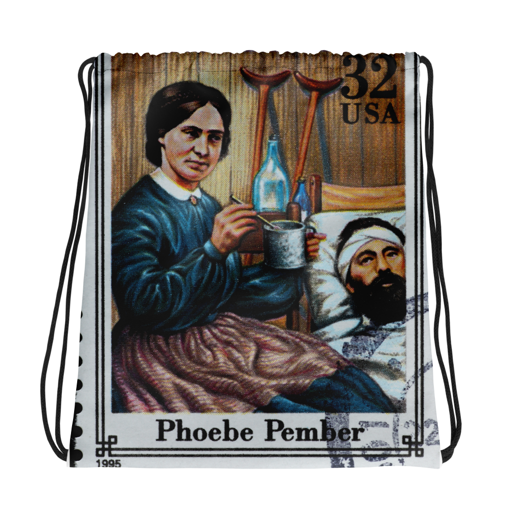 Phoebe Pember Postage Stamp Tribute Drawstring Bag
