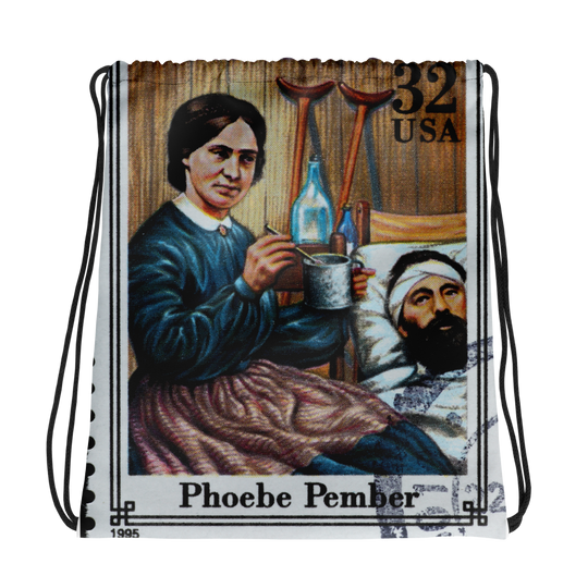 Phoebe Pember Postage Stamp Tribute Drawstring Bag