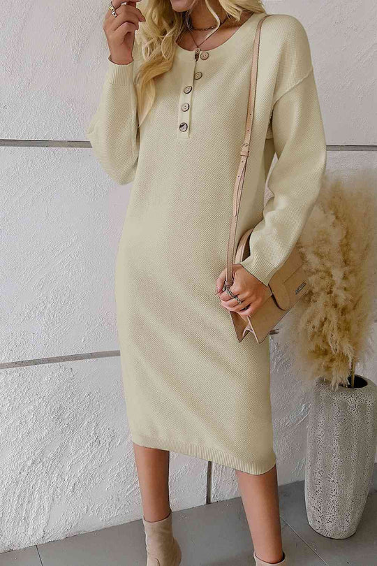 casual buttoned knitted Dress