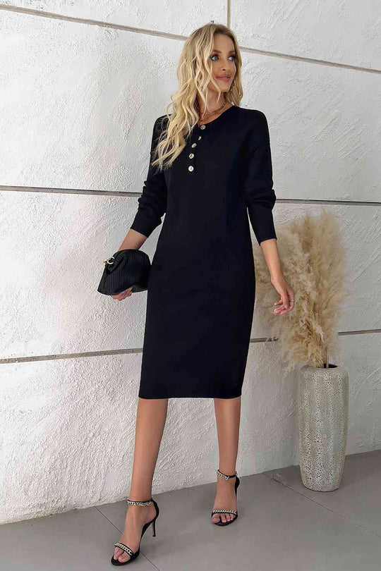 casual buttoned knitted Dress