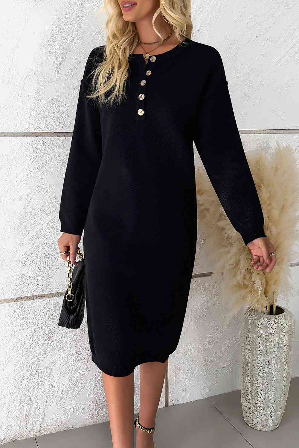 casual buttoned knitted Dress