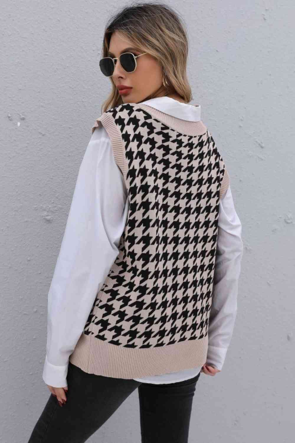 Houndstooth oversized jumper vest