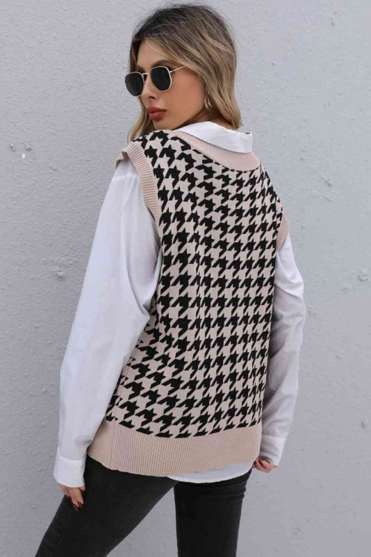 Houndstooth oversized jumper vest