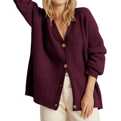 Chic buttoned front long cardigan