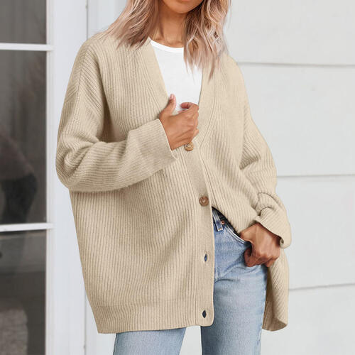 Chic buttoned front long cardigan