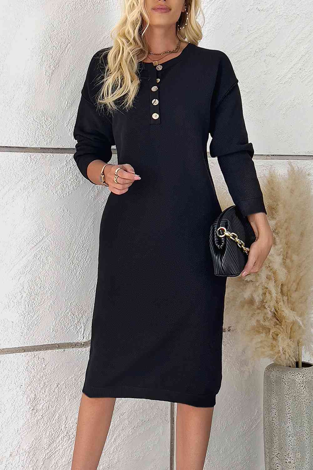 casual buttoned knitted Dress