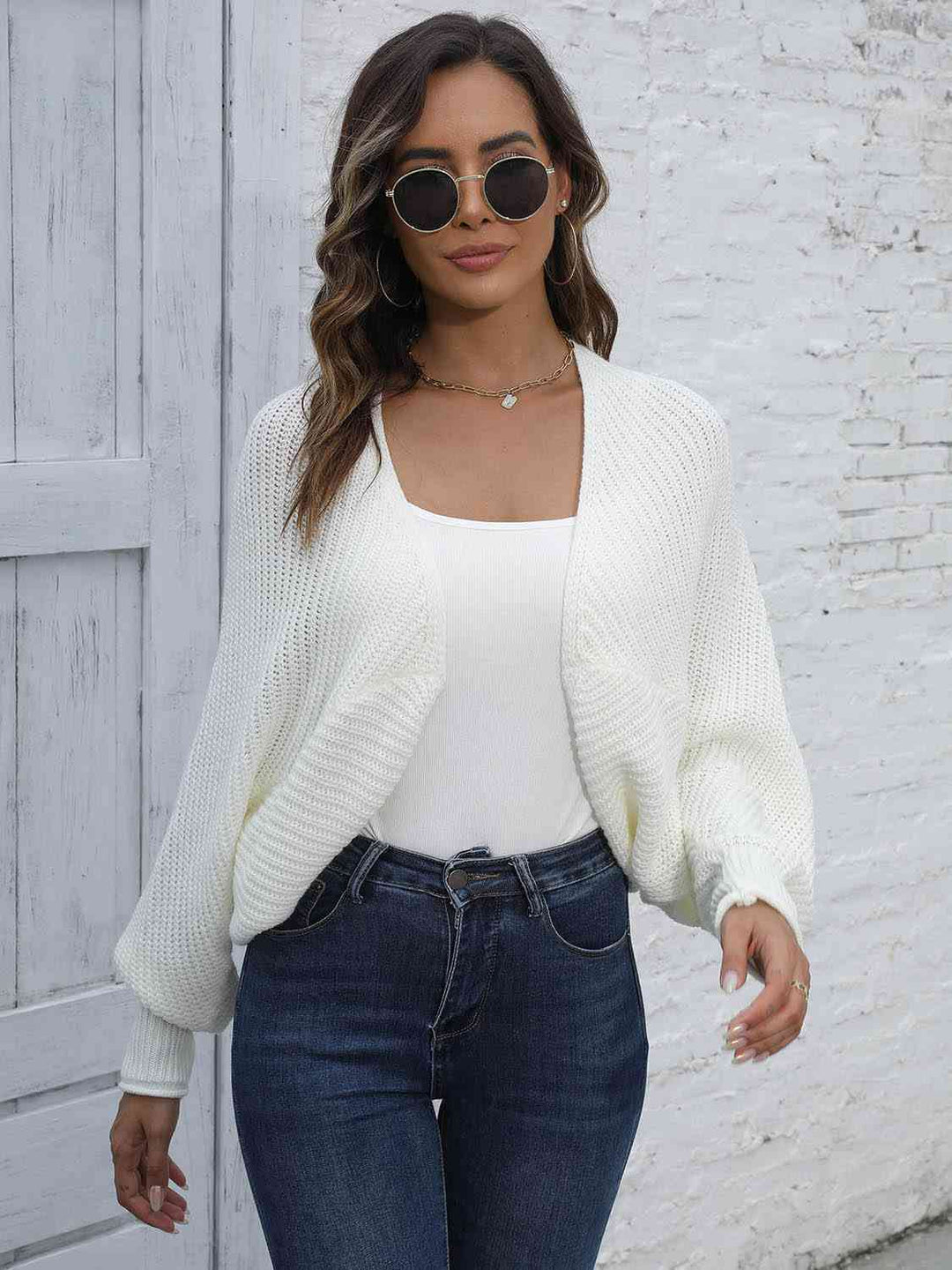 Dropped Wing open front cardigan