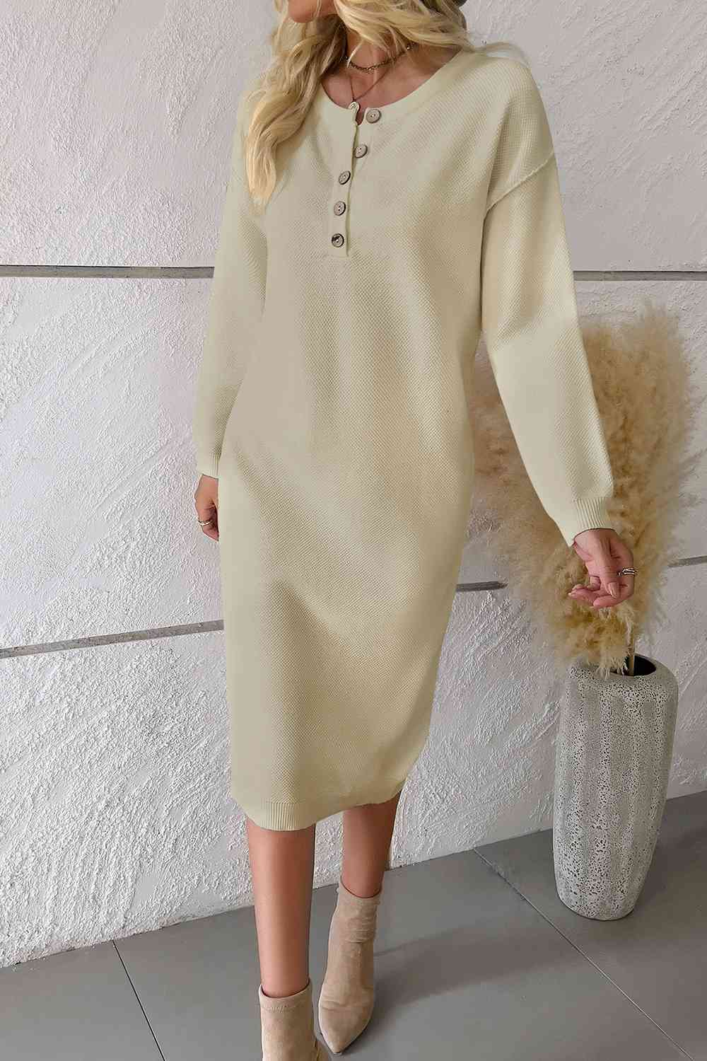 casual buttoned knitted Dress