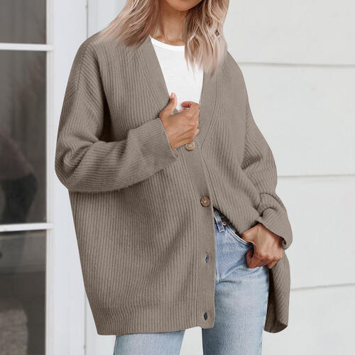 Chic buttoned front long cardigan