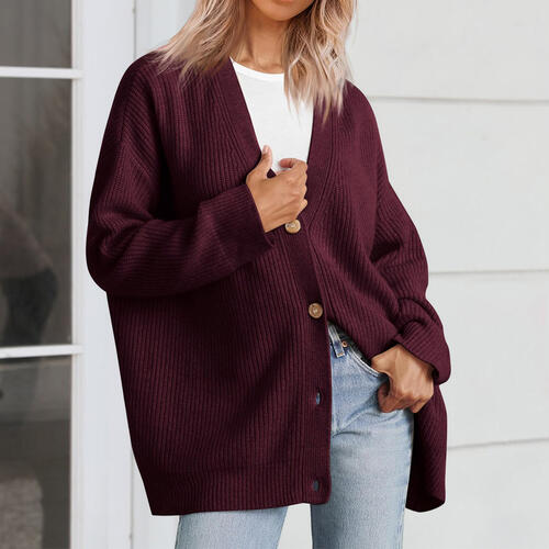 Chic buttoned front long cardigan