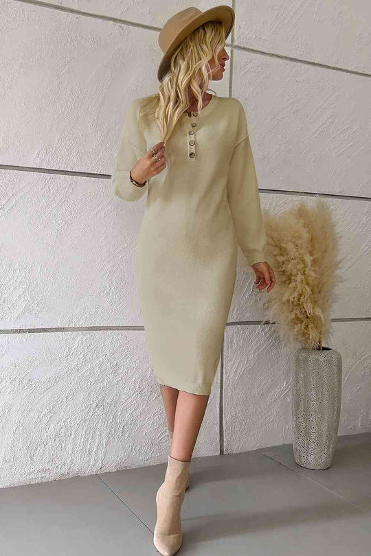 casual buttoned knitted Dress